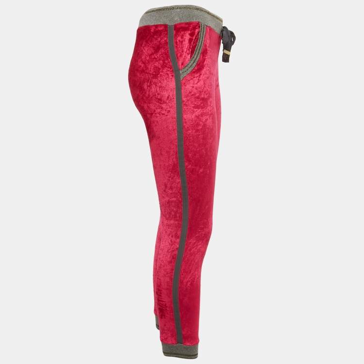 Pre Owned Roberto Cavalli Gym Pink Velvet Jogger Pants M