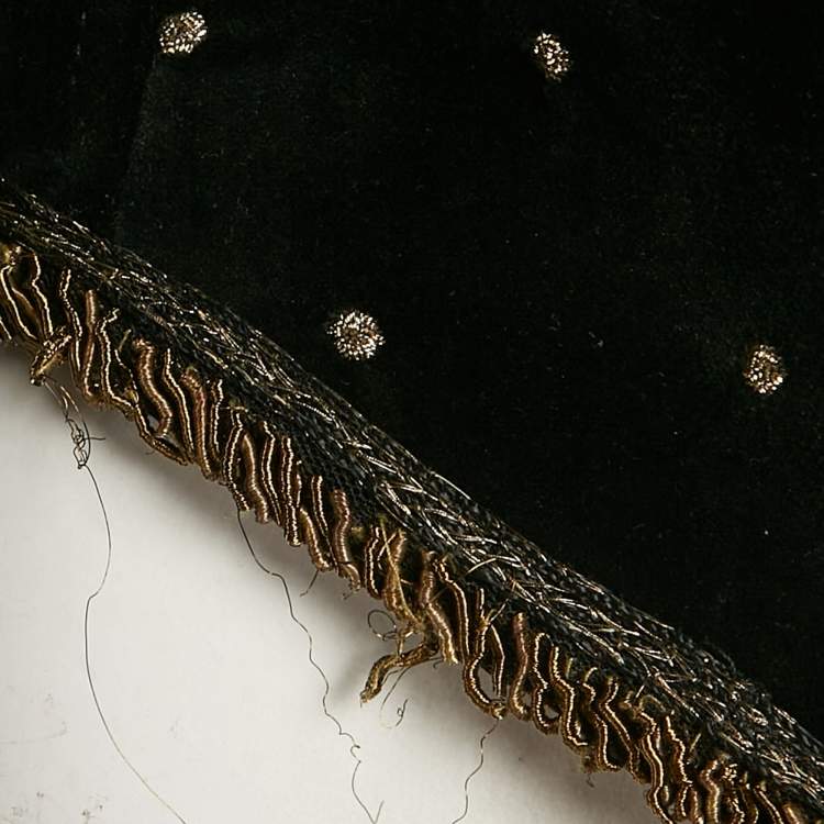 Pre Owned Roberto Cavalli Black Fur Trim Velvet  Embroidered Jacket S