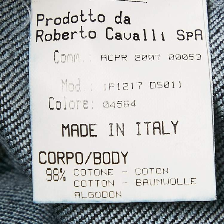 Pre Owned Roberto Cavalli Navy Blue Denim Embroidered Straight Leg Jeans S Waist 25"