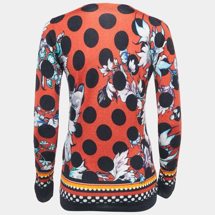 Pre Owned Roberto Cavalli Multicolor Wool Button Front Cardigan S