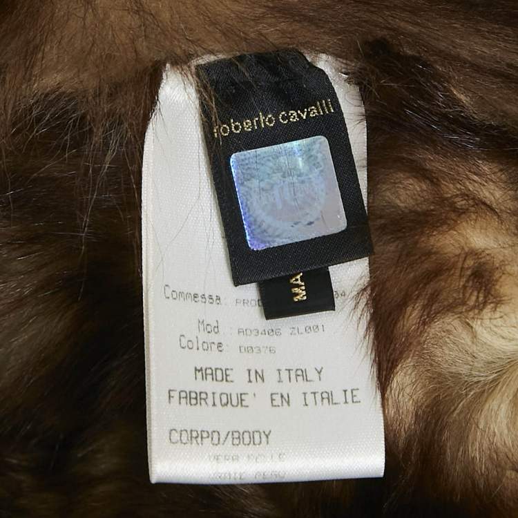 Pre Owned Roberto Cavalli Khaki Suede and Fox Fur Jacket S