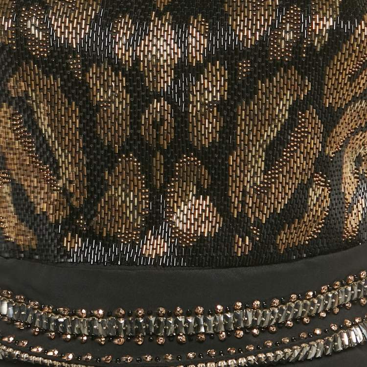 Pre Owned Roberto Cavalli Black Embellished Crepe Sleeveless Gown S