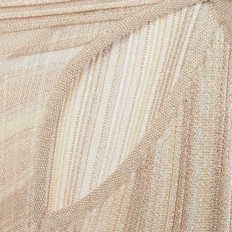 Pre Owned Roberto Cavalli Light Pink Lurex Patterned Knit Cut-Out Maxi Dress M