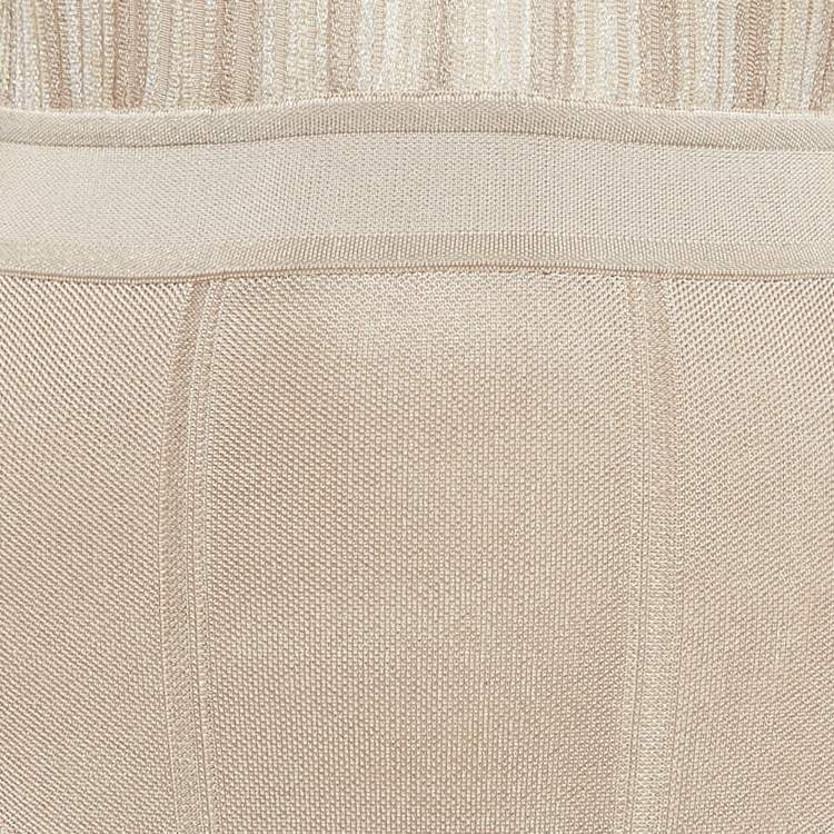 Pre Owned Roberto Cavalli Light Pink Lurex Patterned Knit Cut-Out Maxi Dress M