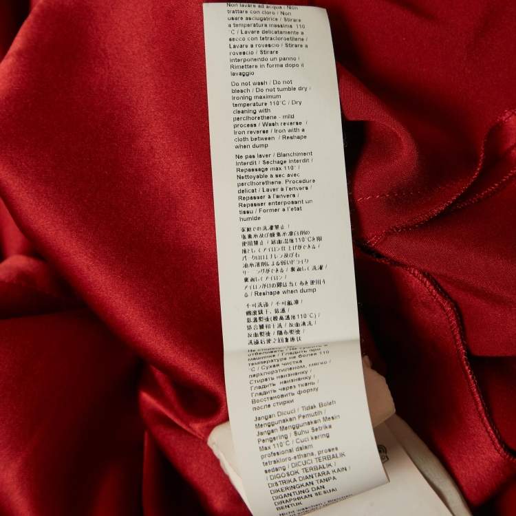 Pre Owned Roberto Cavalli Red Satin Silk Ruched Mini Dress S