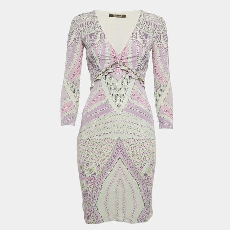 مملوكة مسبقًا Roberto Cavalli Multicolor Jersey Chain Detail Mini Dress S