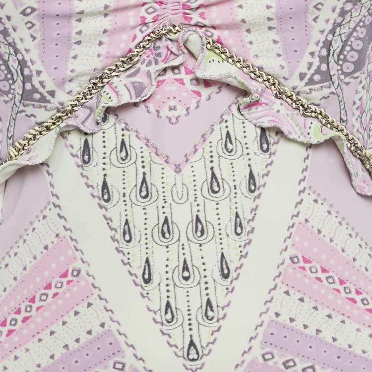 مملوكة مسبقًا Roberto Cavalli Multicolor Jersey Chain Detail Mini Dress S