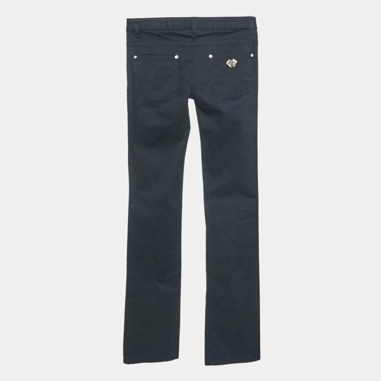 Pre Owned Roberto Cavalli Navy Blue Cotton Skinny Pants S