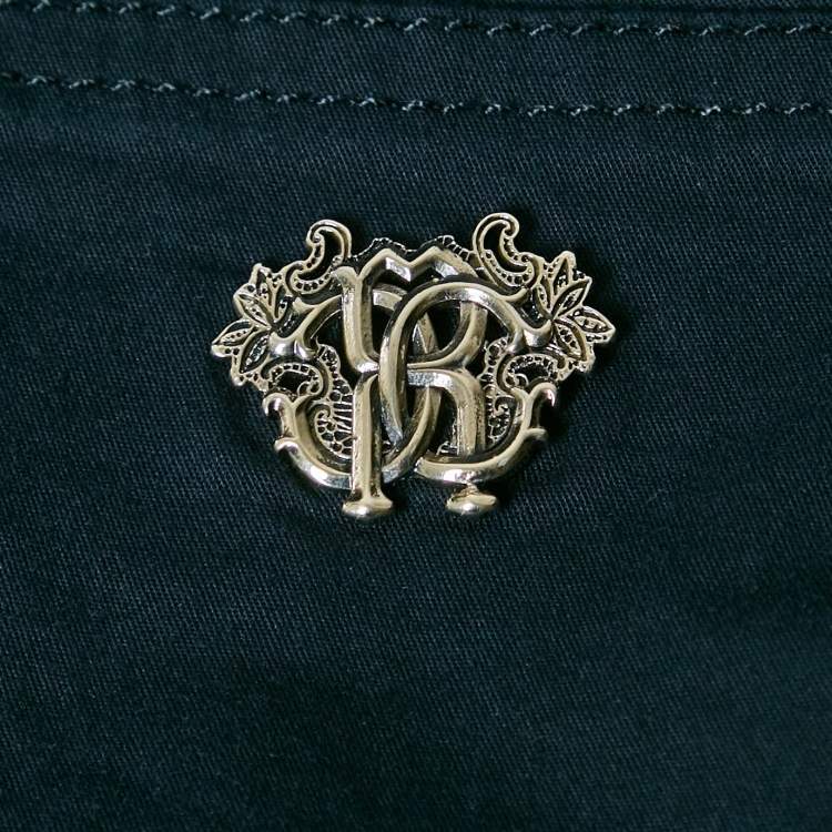 Pre Owned Roberto Cavalli Navy Blue Cotton Skinny Pants S