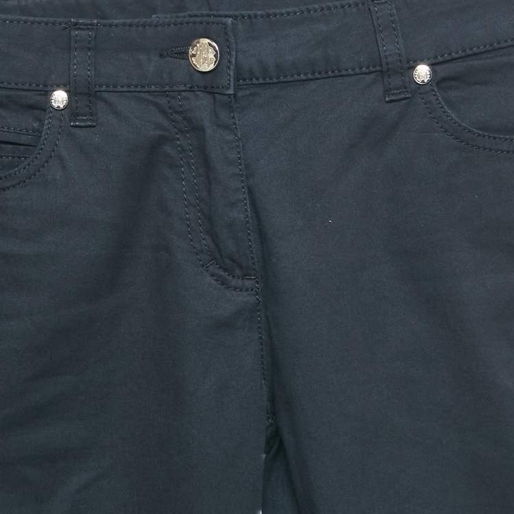 Pre Owned Roberto Cavalli Navy Blue Cotton Skinny Pants S