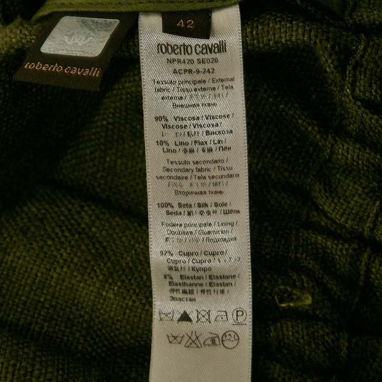 مملوكة مسبقًا Roberto Cavalli Green Canvas Embellished Jacket M