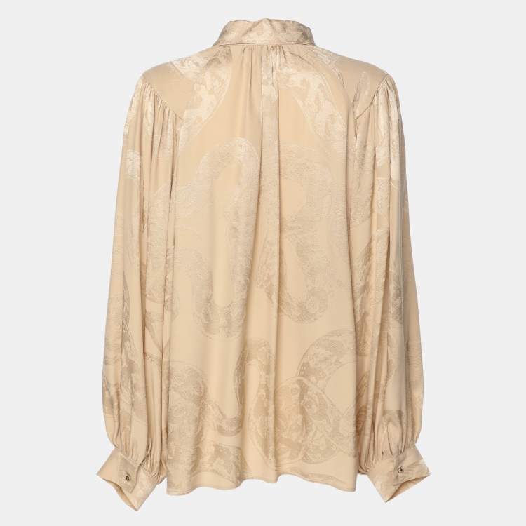 مملوكة مسبقًا Roberto Cavalli Beige Silk Shirt XL