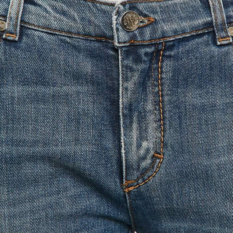Pre Owned Roberto Cavalli Blue Washed Denim Skinny Jeans M Waist 28"