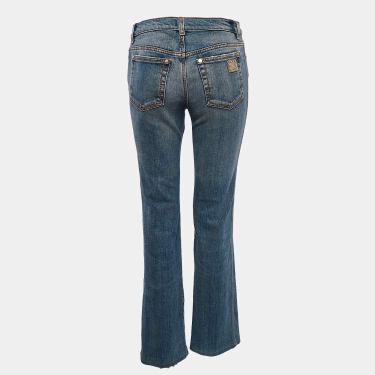 Pre Owned Roberto Cavalli Blue Washed Denim Skinny Jeans M Waist 28"
