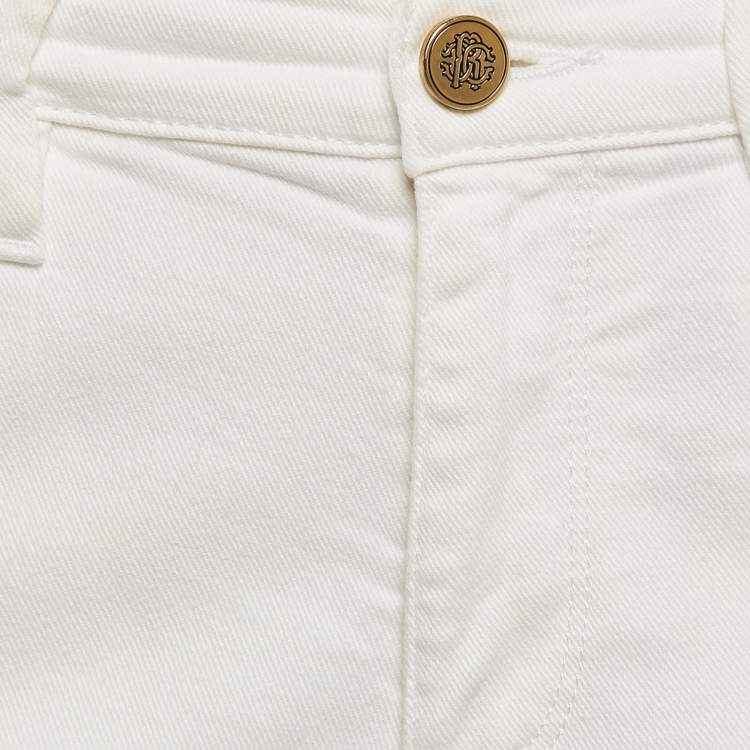 Pre Owned Roberto Cavalli White Denim Skinny Jeans M Waist 30"