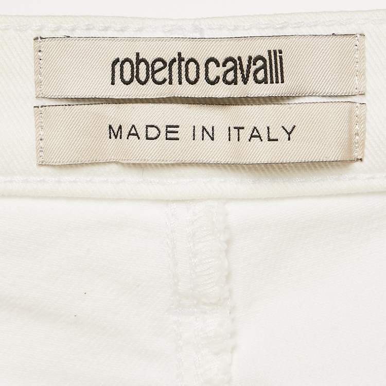 Pre Owned Roberto Cavalli White Denim Skinny Jeans M Waist 30"