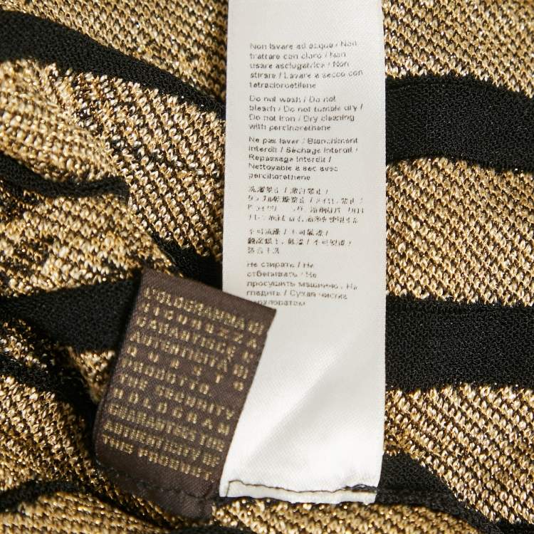 Pre Owned Roberto Cavalli Black/Gold Knit Pleated Mini Skirt M
