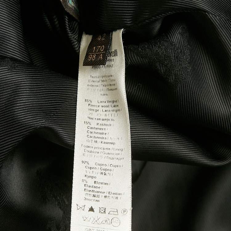 Pre Owned Roberto Cavalli Black Wool Belted Button Detail Trench Coat M