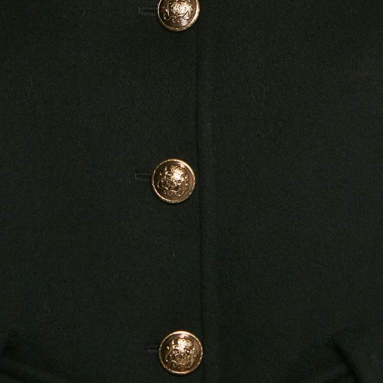 Pre Owned Roberto Cavalli Black Wool Belted Button Detail Trench Coat M