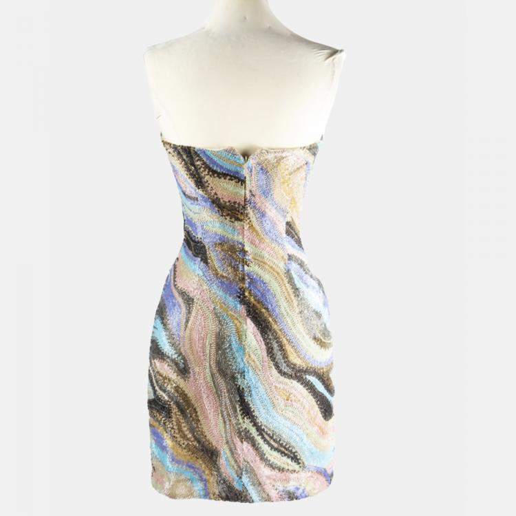 Pre Owned Roberto Cavalli Multicolor Beaded Mini Dress IT 38