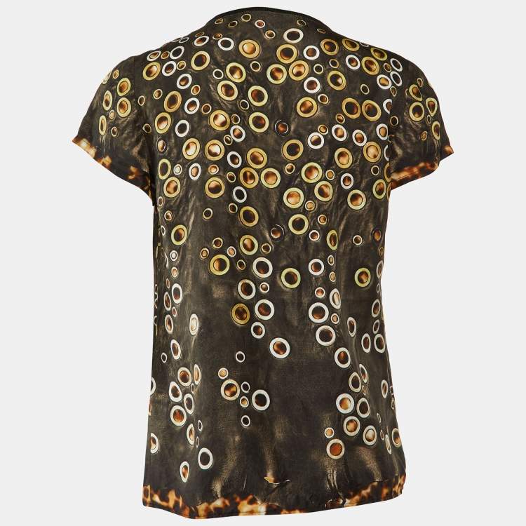 Pre Owned Roberto Cavalli Brown Eyelet Detail Top S