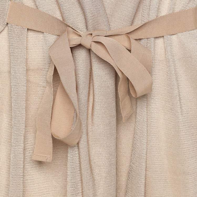 Pre Owned Roberto Cavalli Beige Stretch Knit Belted Cardigan L