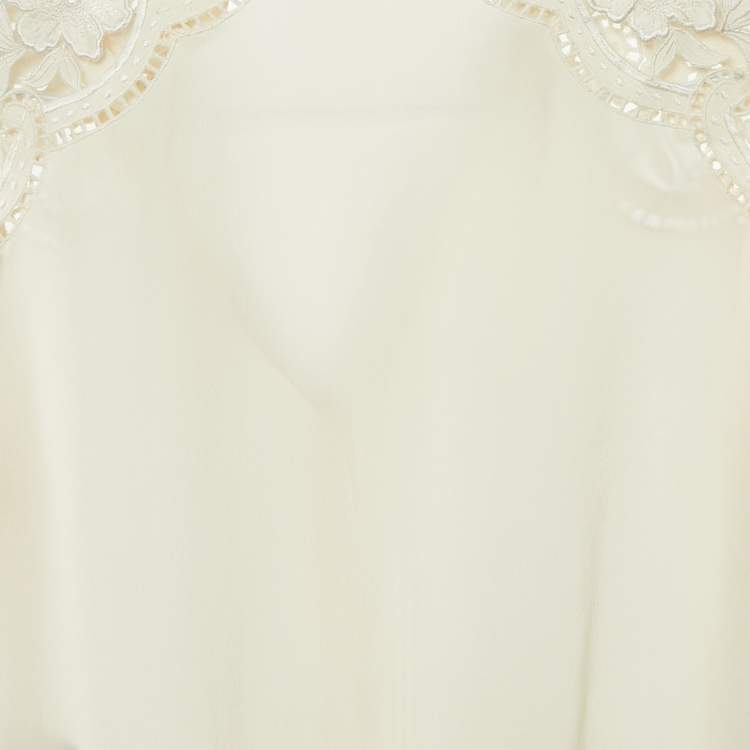 مملوكة مسبقًا Roberto Cavalli Cream Silk Embroidered Button Front Shirt S