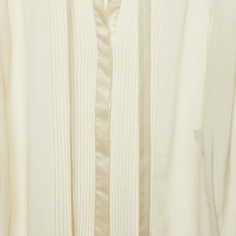 مملوكة مسبقًا Roberto Cavalli Cream Silk Embroidered Button Front Shirt S