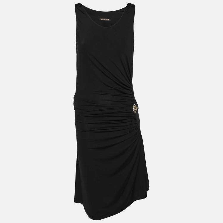 Pre Owned Roberto Cavalli Black Stretch Fabric Embellished Dress S