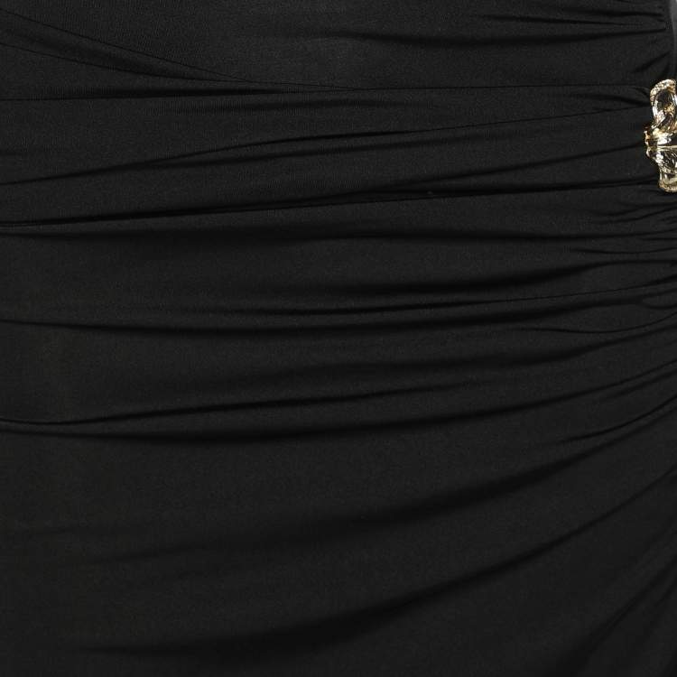 Pre Owned Roberto Cavalli Black Stretch Fabric Embellished Dress S