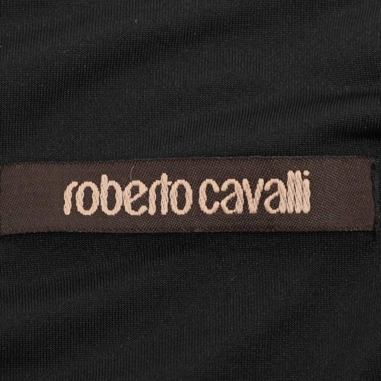 Pre Owned Roberto Cavalli Black Stretch Fabric Embellished Dress S