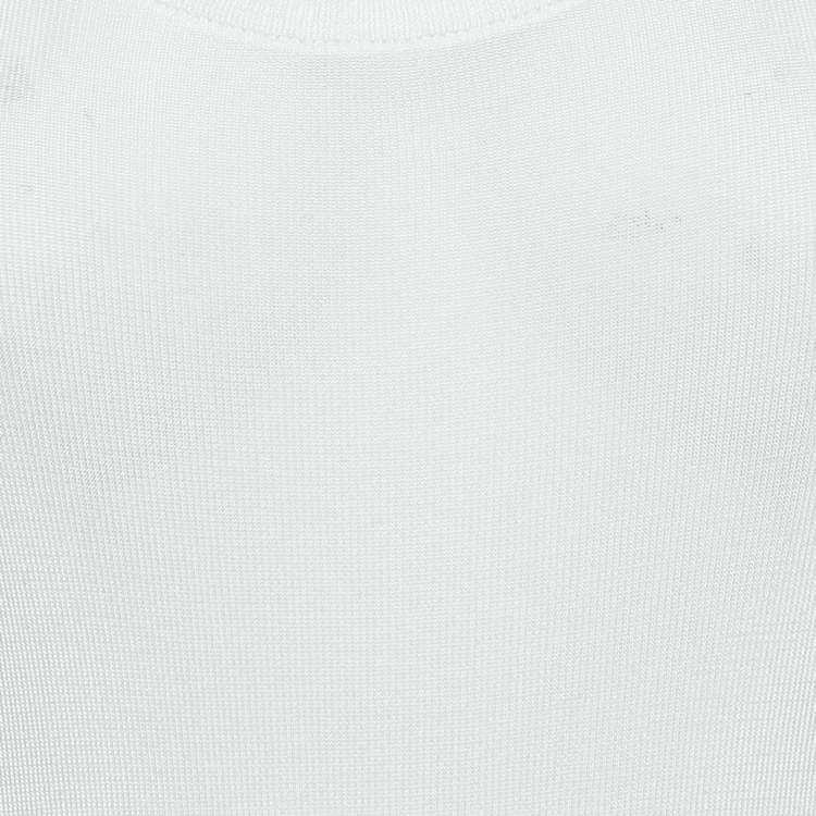 مملوكة مسبقًا Roberto Cavalli White Jersey Lace Trimmed Tank Top M
