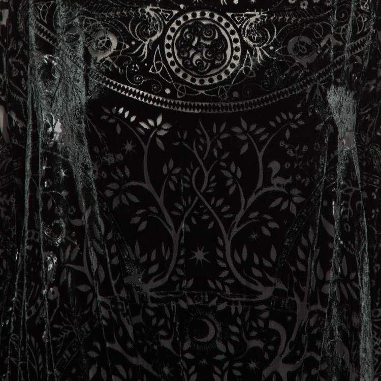 Pre Owned Roberto Cavalli Black Devore Elasticated Waist Detail Mini Dress M