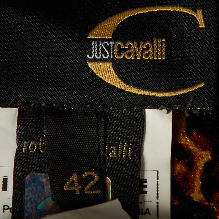 مملوكة مسبقًا Roberto Cavalli Multicolor Animal Printed Satin Pleated Sleeveless Mini Dress M