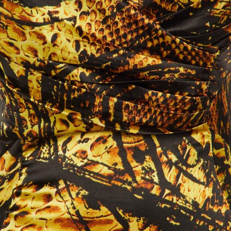 مملوكة مسبقًا Roberto Cavalli Multicolor Animal Printed Satin Pleated Sleeveless Mini Dress M