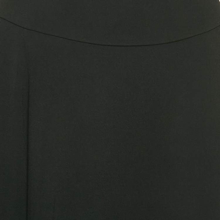 Pre Owned Roberto Cavalli Black Printed Silk Scarf Trim Crepe Asymmetric Skirt S