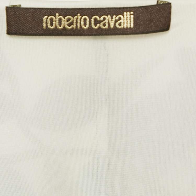 Pre Owned Roberto Cavalli Black Floral Print Jersey Mini Dress S