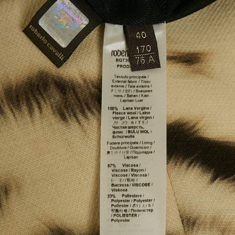 Pre Owned Roberto Cavalli Beige Tiger Print Wool Mini Skirt S
