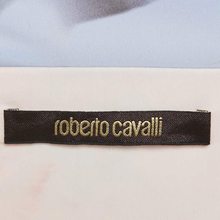 Pre Owned Roberto Cavalli Multicolor Floral Print Jersey Brooch Detail Maxi Dress S