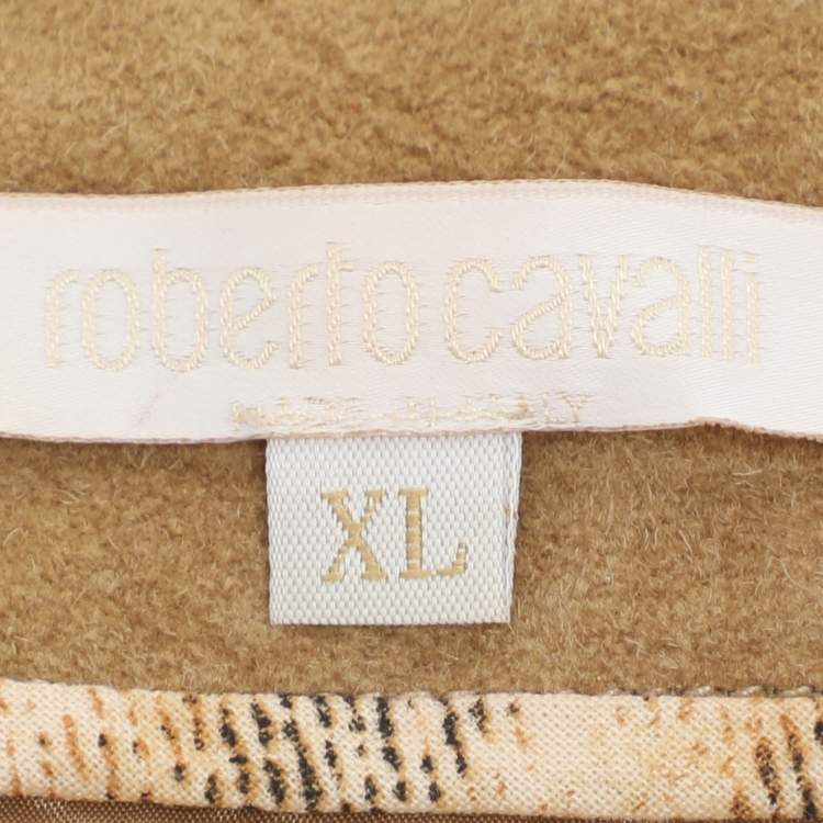 Pre Owned Roberto Cavalli Khaki Suede Tattoo Maxi Skirt XL
