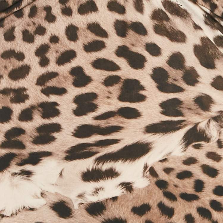 Pre Owned Roberto Cavalli Brown Leopard Print Jersey Ruche Short Dress S