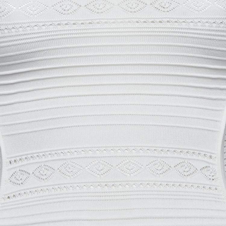 Pre Owned Roberto Cavalli White Knit Sleeveless Mini Dress S