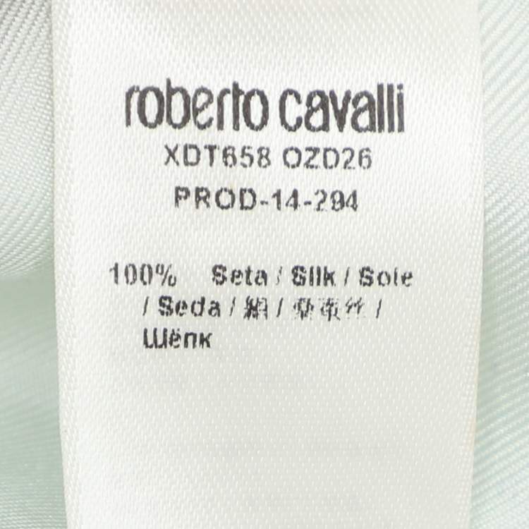 Pre Owned Roberto Cavalli Blue Printed Silk Top L
