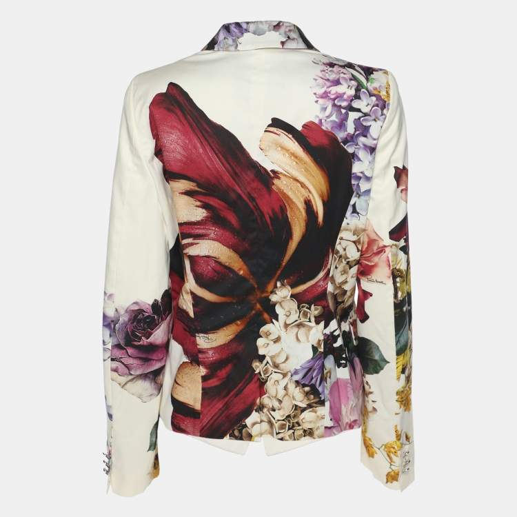 Pre Owned Roberto Cavalli Multicolor Floral Print Blazer M