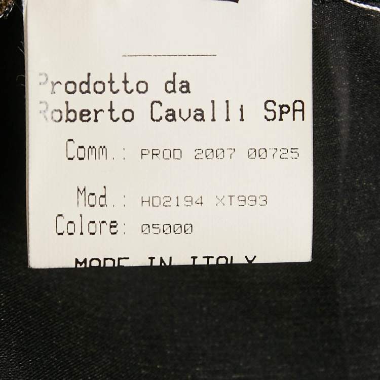 Pre Owned Roberto Cavalli Black Printed Silk Sheer Kaftan Dress M