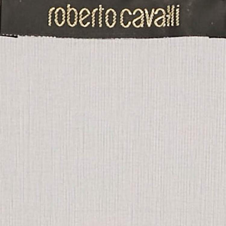 Pre Owned Roberto Cavalli Black Printed Silk Sheer Kaftan Dress M