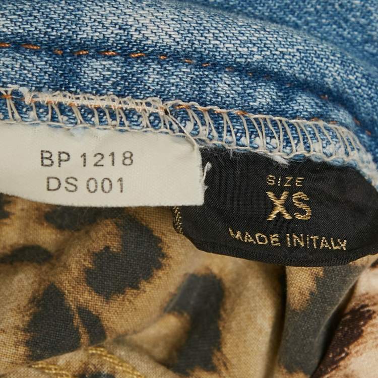 Pre Owned Roberto Cavalli Blue Faded Denim Straight Fit Jeans XS Waist 28"