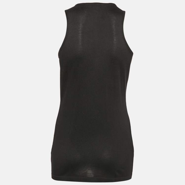 Pre Owned Roberto Cavalli Black Embellished Silk Knit Tank Top M