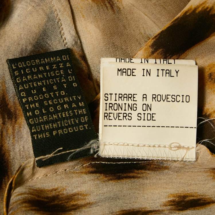 Pre Owned Roberto Cavalli Brown Leopard Print Silk Blouse M