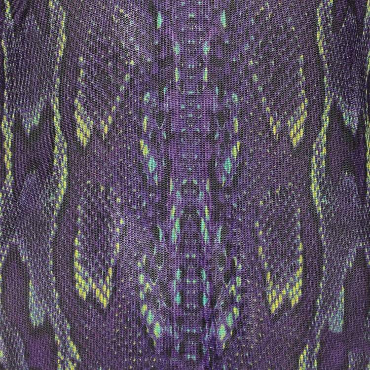 Pre Owned Roberto Cavalli Multicolor Snake Print Viscose Belted Kaftan Top S